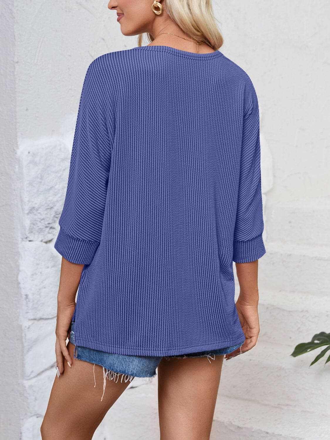 Textured 3/4 sleeve blouse - Love Salve